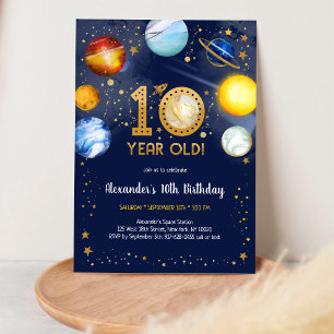 Astronaut Weltraum Planet Galaxie 10. Geburtstag Einladung