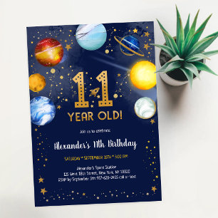 Astronaut Weltraum Planet Galaxie 11. Geburtstag Einladung