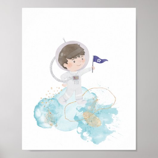 Astronaut Weltraum Wasserfarben - Abenteuer Poster (Vorne)
