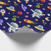 Astronaut Weltraumaliens Geschenkpapier (Ecke)