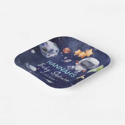 Astronaut Weltraumjunge Party Pappteller (Gewinkelt)