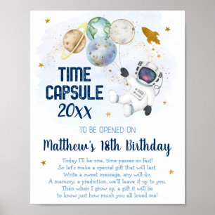 Astronaut Weltraumkapsel 1. Geburtstag Poster