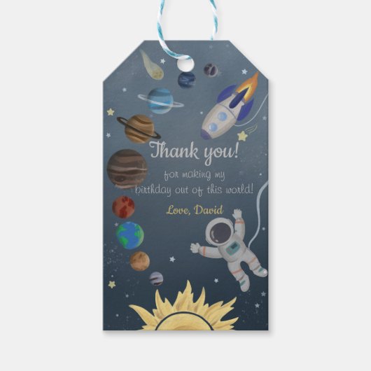 Astronaut Weltraumplaneten Geburtstagsgeschenk-Tag Geschenkanhänger (Vorderseite)