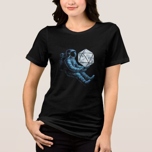Astronaut with Moon Dice Tri-Blend Shirt (Vorderseite)