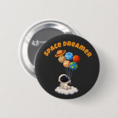 Astronaut With Planet Balloons Button (Vorne & Hinten)