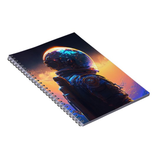 Astronaut World Discovery Painting Human Universe Notizblock (Rechte Seite)