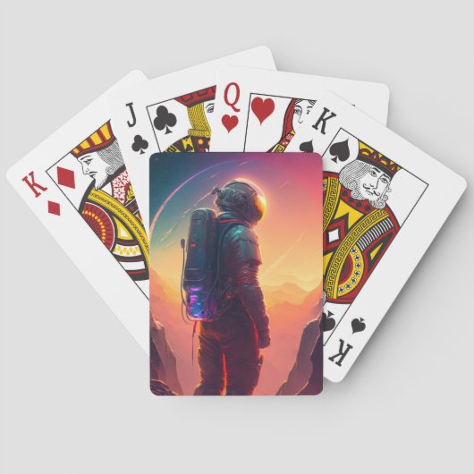 Astronaut World Discovery Painting Human Universe Spielkarten (Rückseite)