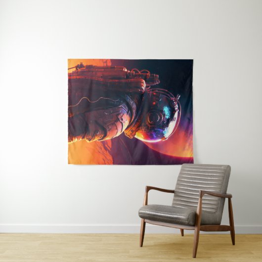 Astronaut World Discovery Painting Human Universe Wandteppich (Beispiel (Horizontal))