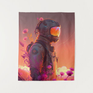 Astronaut World Discovery Painting Human Universe Wandteppich