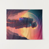 Astronaut World Discovery Painting Human Universe Wandteppich (Vorderseite (Horizontal))