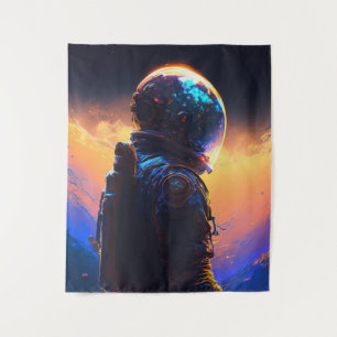 Astronaut World Discovery Painting Human Universe Wandteppich