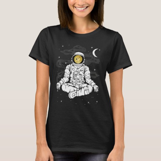 Astronaut Yoga Dogecoin Doge Coin To The Moon Cryp T-Shirt (Vorderseite)