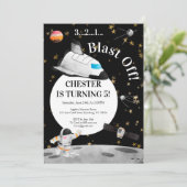 Astronaut zum Geburtstag Einladung zum Weltraum (Stehend Vorderseite)