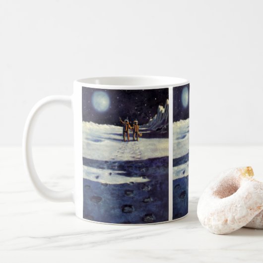 Astronauten-Außerirdischen der Vintagen Science Fi Kaffeetasse (Mit Donut)