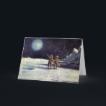 Astronauten-Außerirdischen der Vintagen Science Fi Karte<br><div class="desc">Vintage Veranschaulichung futuristischer Astronauten und Außerirdischen im Bild der Weltraum-Science Fiction. Zwei Alien Astronauten machen Fußspuren auf dem Mond und schauen mit Sternen auf den Nachthimmel auf die Erde. Ein klassischer 50er Retro-Sci-Fi-Comic Buch Design.</div>