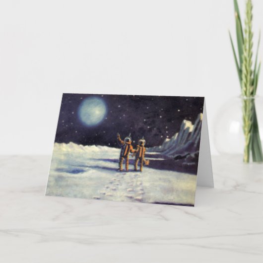 Astronauten-Außerirdischen der Vintagen Science Fi Karte (Vorderseite)