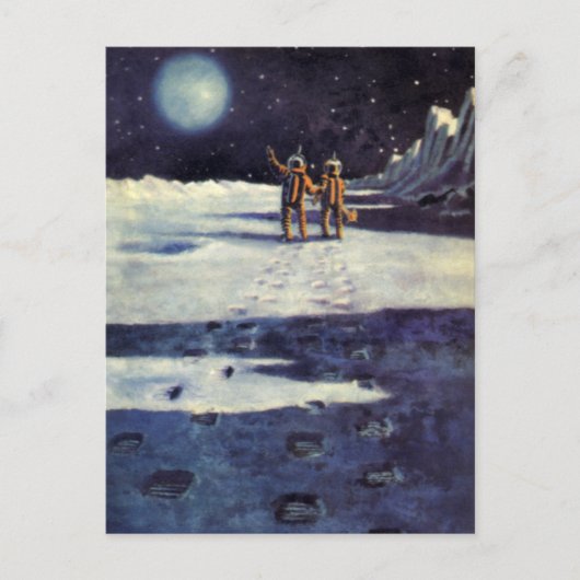 Astronauten-Außerirdischen der Vintagen Science Fi Postkarte (Vorderseite)