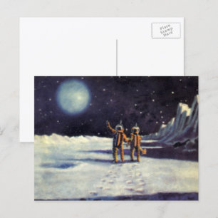 Astronauten-Außerirdischen der Vintagen Science Fi Postkarte