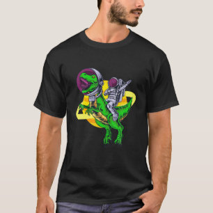 Astronauten beim Reiten im Weltraum Funny Dino T-Shirt