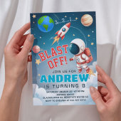 Astronauten-Blast-Space-Geburtstagsparty Einladung