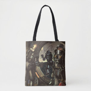 Astronauten der Vintagen Science Fiction auf einem Tasche