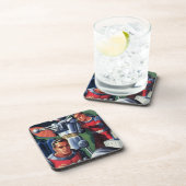 Astronauten der Vintagen Science Fiction, die eine Getränkeuntersetzer (Rechte Seite)