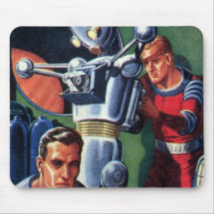 Astronauten der Vintagen Science Fiction, die eine Mousepad