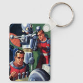Astronauten der Vintagen Science Fiction, die eine Schlüsselanhänger (Rückseite)