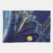 Astronauten der Vintagen Science Fiction im Weltra Geschirrtuch (Horizontal)