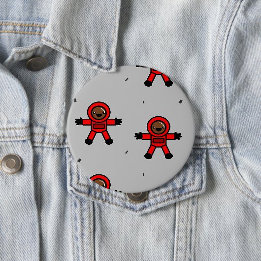 Astronauten des roten Anzugs auf grau Button (Beispiel)