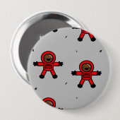 Astronauten des roten Anzugs auf grau Button (Vorne & Hinten)