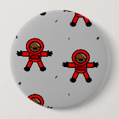 Astronauten des roten Anzugs auf grau Button (Vorderseite)