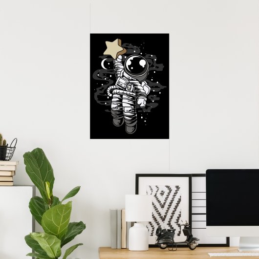 Astronauten, die für den Star Poster (Heimbüro)
