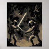 Astronauten Dueling Poster - Space Battle Wall Art (Vorne)