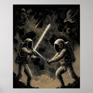Astronauten Dueling Poster - Space Battle Wall Art