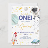 Astronauten-Erste-Reise-Geburtstagsparty Einladung (Vorderseite)