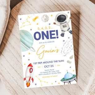 Astronauten-Erste-Reise-Geburtstagsparty Einladung