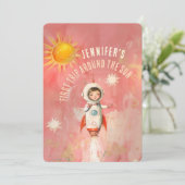 Astronauten: Erste Reise um die Sonne zum Geburtst Einladung (Stehend Vorderseite)