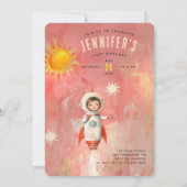 Astronauten: Erste Reise um die Sonne zum Geburtst Einladung (Rückseite)