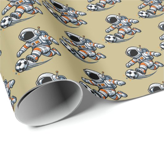 Astronauten-Fußball Geschenkpapier (Rolleneckpunkt)