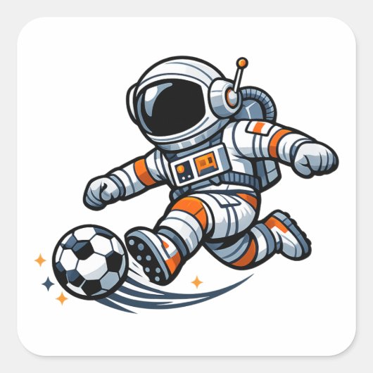 Astronauten-Fußball Quadratischer Aufkleber (Vorderseite)