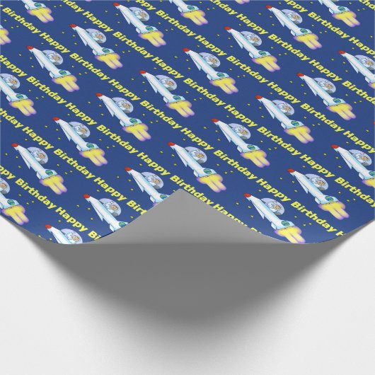 Astronauten-Geburtstags-Packpapier Geschenkpapier (Ecke)