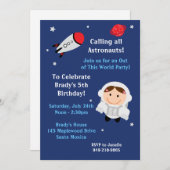 Astronauten-Geburtstags-Party Einladungs-Mädchen Einladung (Vorne/Hinten)