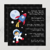 Astronauten-Geburtstagsfeier Einladung (Vorne/Hinten)