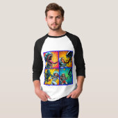 Astronauten gegen Alien Pop Art T-Shirt (Vorne ganz)