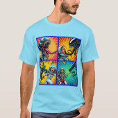 Astronauten gegen Alien Pop Art T-Shirt (Vorderseite)