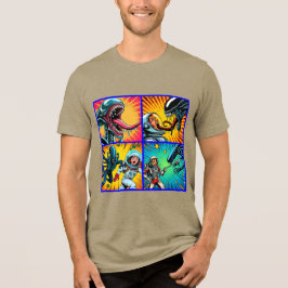 Astronauten gegen Alien Pop Art Tri-Blend Shirt
