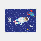 Astronauten-Himmels-Mond-Stern Rocket Fleecedecke (Vorderseite (Horizontal))