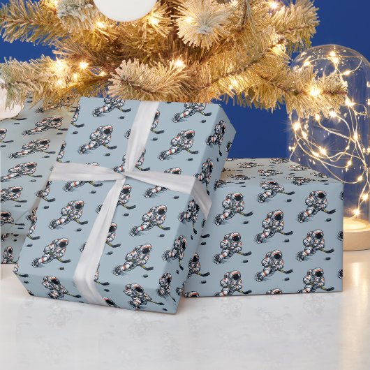 Astronauten Hockey Geschenkpapier (Feiertage)