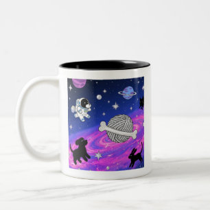 Astronauten-Hund-Weltraum-Galaxie-Tasse mit skurri Zweifarbige Tasse